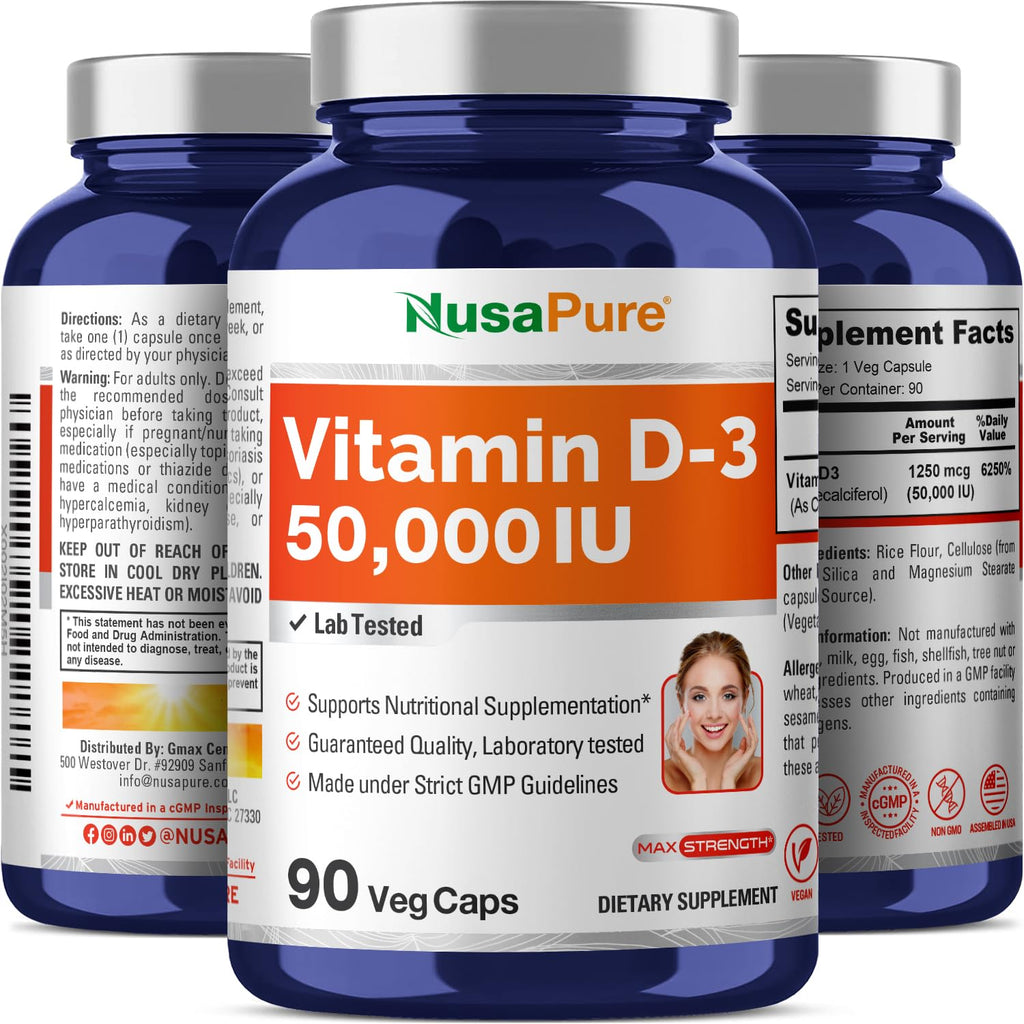 NusaPure Vitamin D3 50,000 IU 90 Veggie Capsules (Non-GMO & Vegan) NusaPure Au supplements