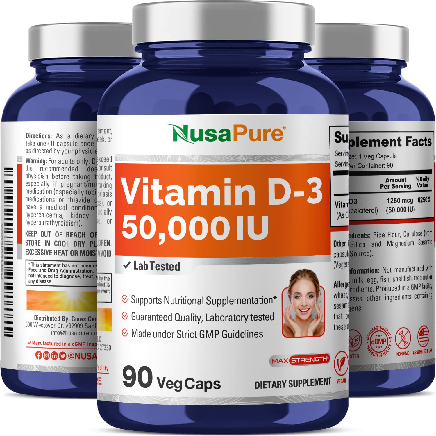 NusaPure Vitamin D3 50,000 IU 90 Veggie Capsules (Non-GMO & Vegan) NusaPure Au supplements