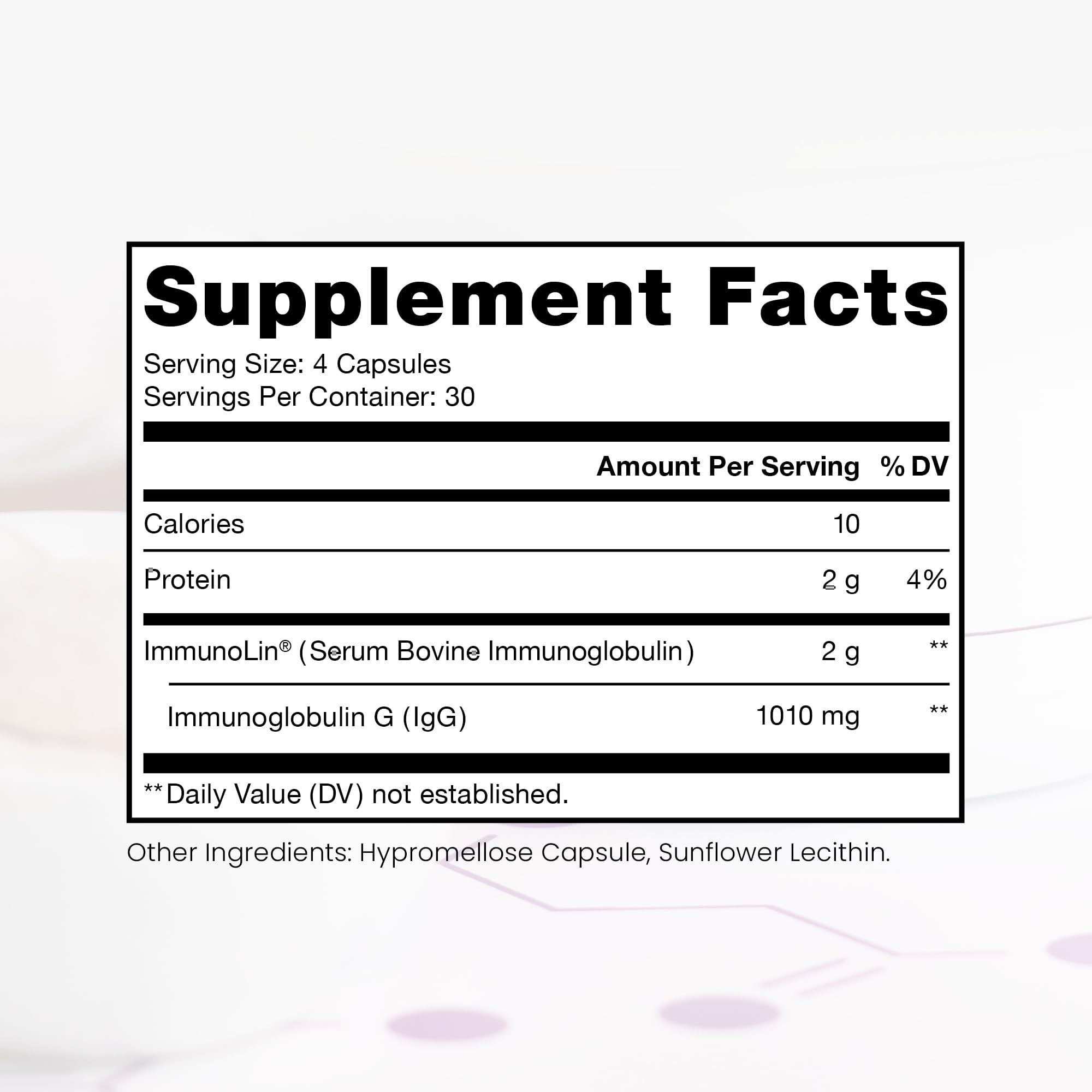 Pure Therapro Rx Elite IgG Immunoglobulin Supplement, 120 Caps - Gut Health & Immune Support, 1100 mg IgG, IGA & IgM, Sunflower Lecithin | Dairy & Gluten