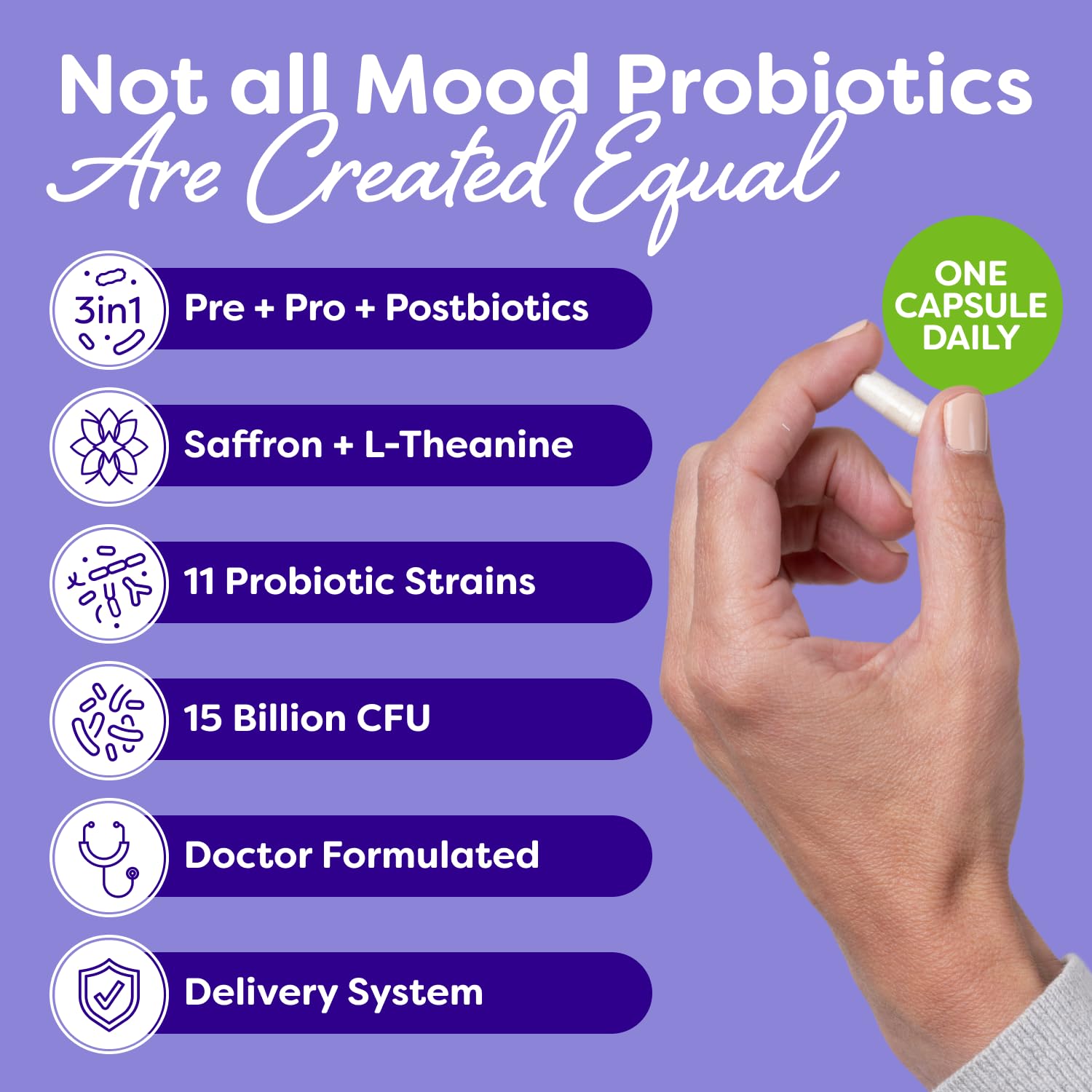Probulin Mood Probiotics for Women with Saffron, L Theanine, Probiotic, Prebiotic, Postbiotic - Mood Support Supplement & Gut Support - Vegan, Non GMO, 30 Capsules Probulin Au supplements