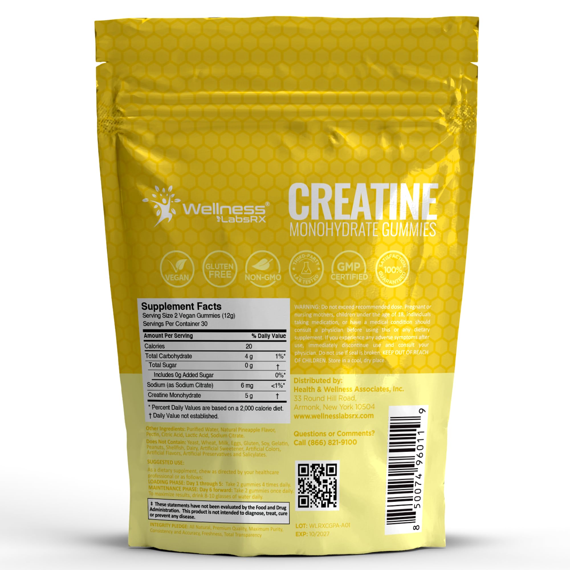 Creatine Gummies 5000mg, 30 Servings Creatine Monohydrate Gummies - Third-Party Tested Creatine for Women, Pineapple Flavor Creatine for Men, Muscle Growth,