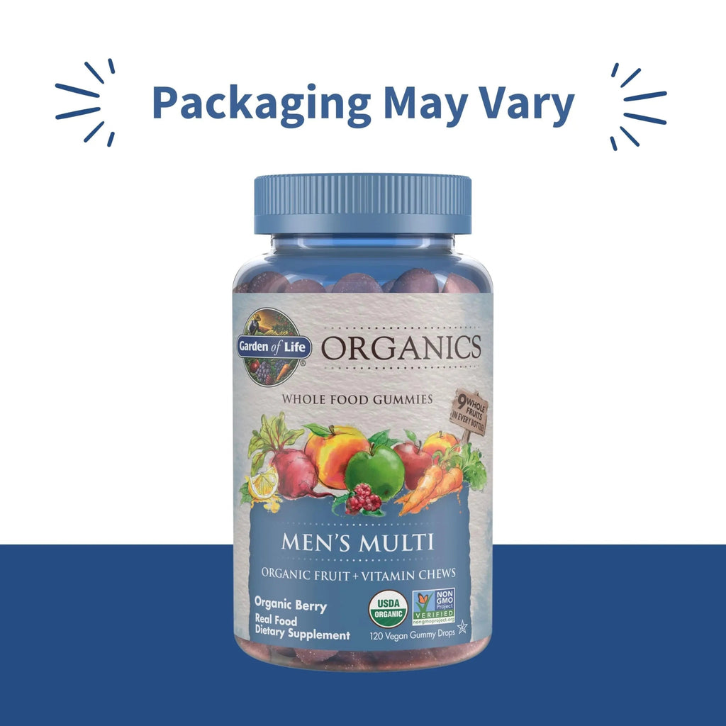 Garden of Life Organics Men's Gummy Vitamins - Berry - Certified Organic, Non-GMO, Vegan, Kosher Complete Multi - Methyl B12, C & D3 - Gluten Garden of Life Au supplements