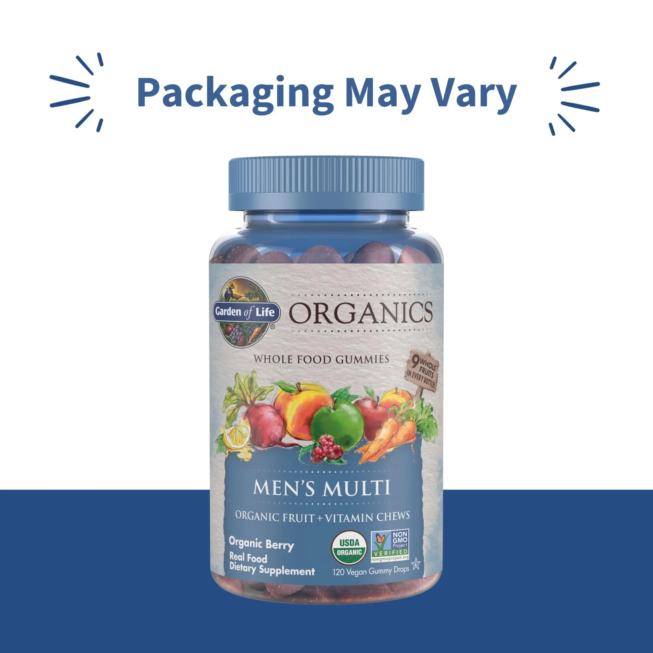 Garden of Life Organics Men's Gummy Vitamins - Berry - Certified Organic, Non-GMO, Vegan, Kosher Complete Multi - Methyl B12, C & D3 - Gluten Garden of Life Au supplements