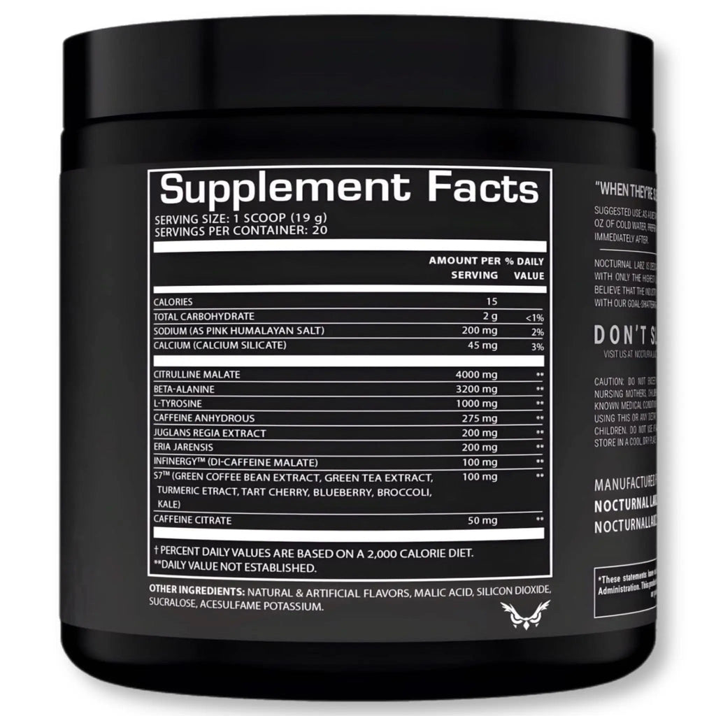 Nocturnal Labz Dark High Stim Pre Workout Powder | Potent Pre-workout Formula for Men Nocturnal Au supplements