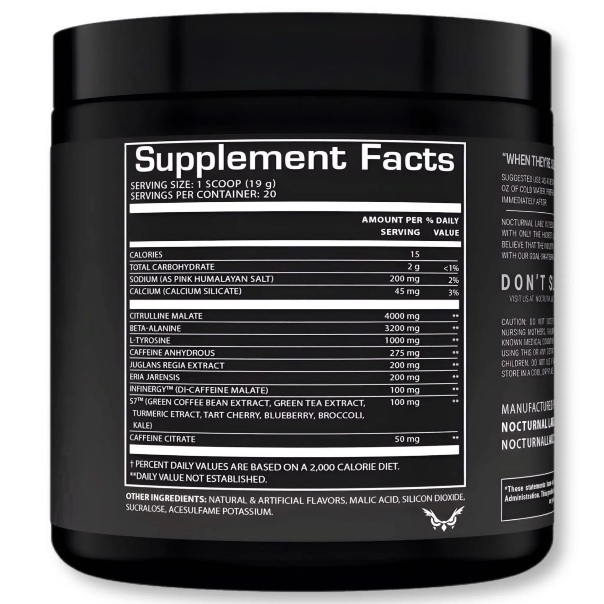 Nocturnal Labz Dark High Stim Pre Workout Powder | Potent Pre-workout Formula for Men Nocturnal Au supplements
