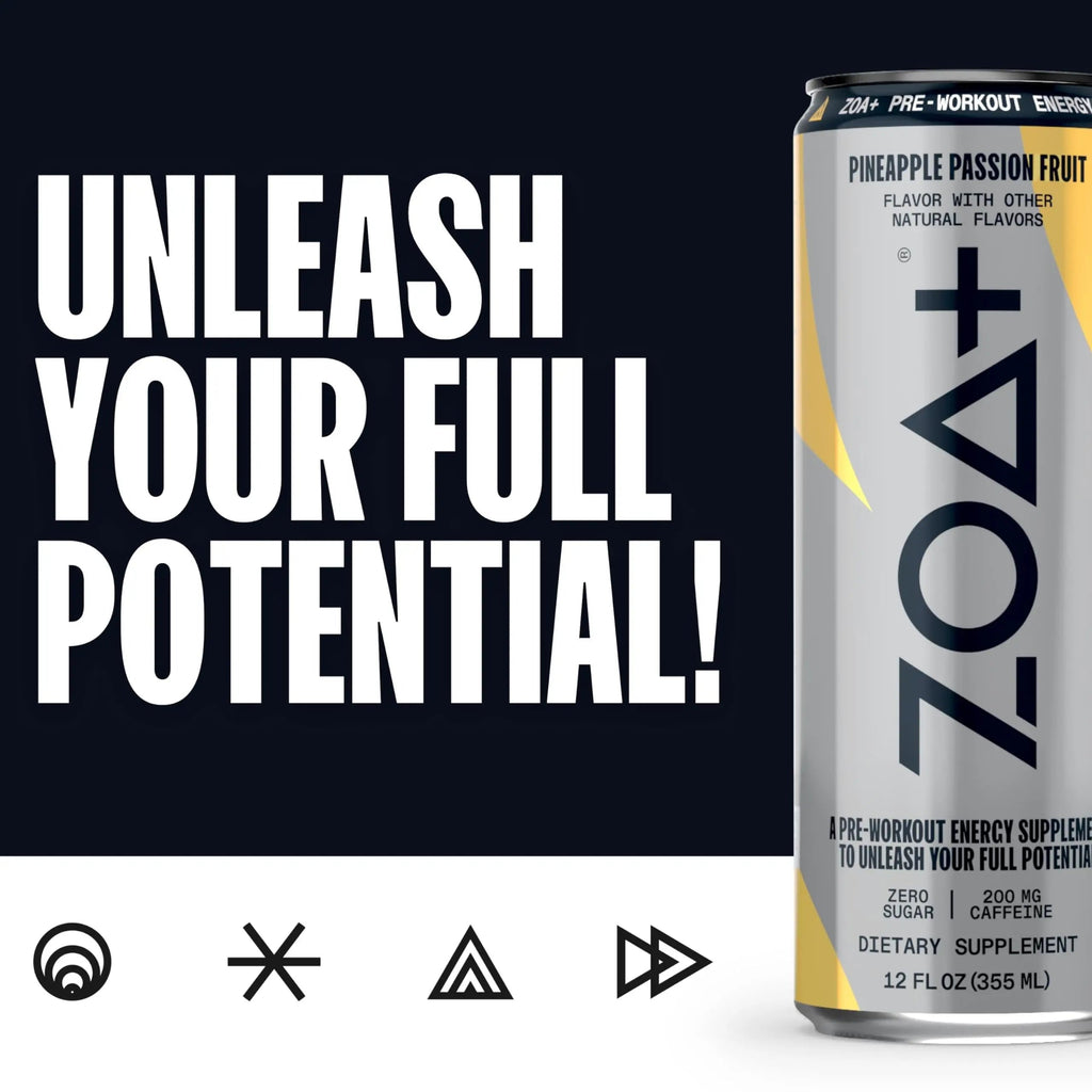 ZOA+ Pre-Workout Sugar-Free Energy Drink, Pineapple Passionfruit - Zero Sugar ZOA Au supplements