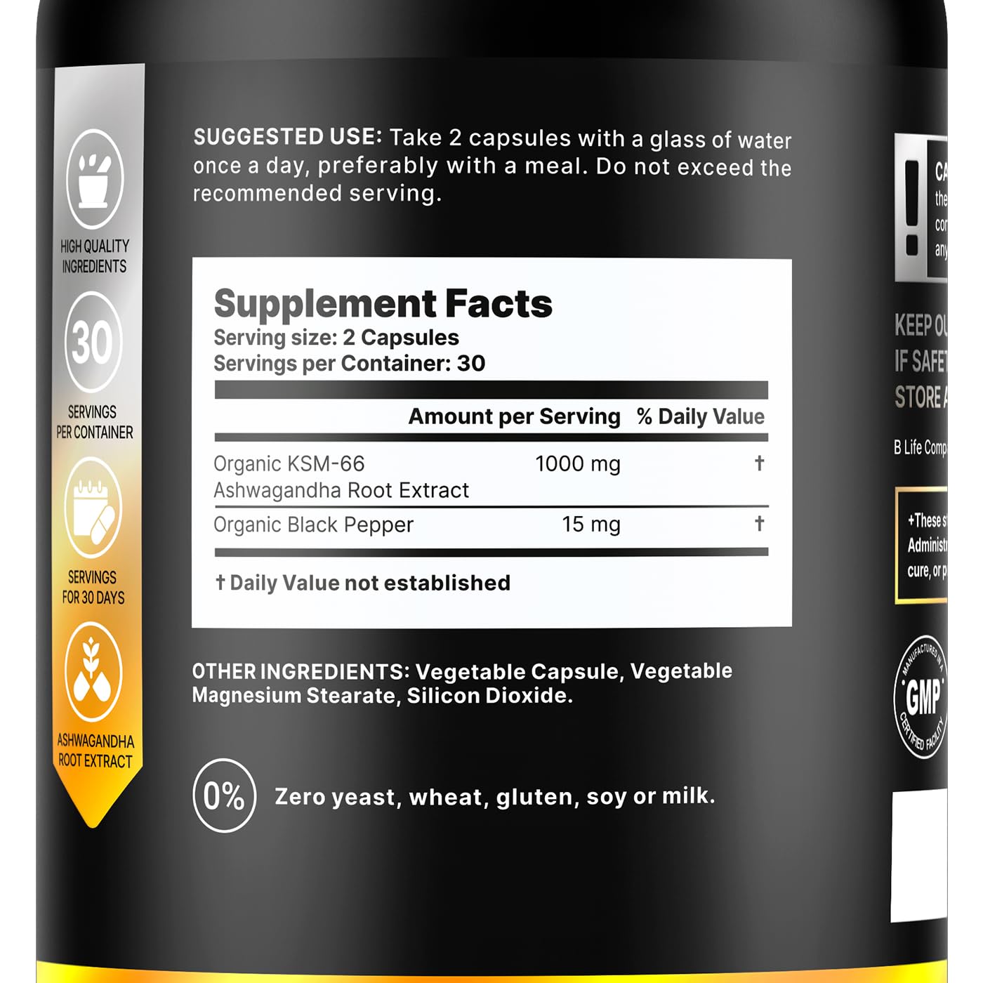 Organic Ashwagandha KSM-66 1000 mg Supplement | Adaptogen for Cortisol Support & Stress Relief | Mood, Calm & Sleep Aid for Men & Women | Ashwagandha ritual vitamins for women | 60 Vegan Caps B Life Company Au supplements