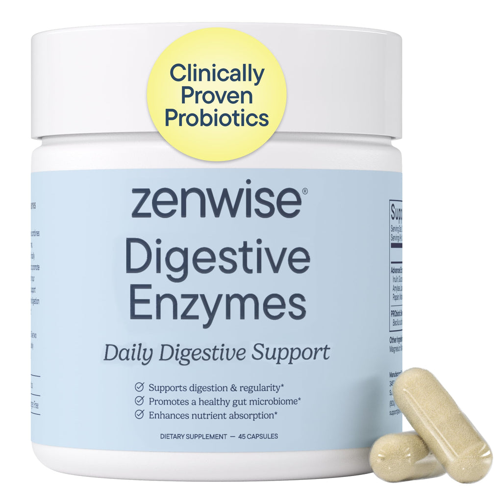 Zenwise Health Digestive Enzymes with Bromelain & Papaya - Multi Enzymes Digestion Supplement with Probiotics & Prebiotics for Gut Health, Gas & Bloating Relief