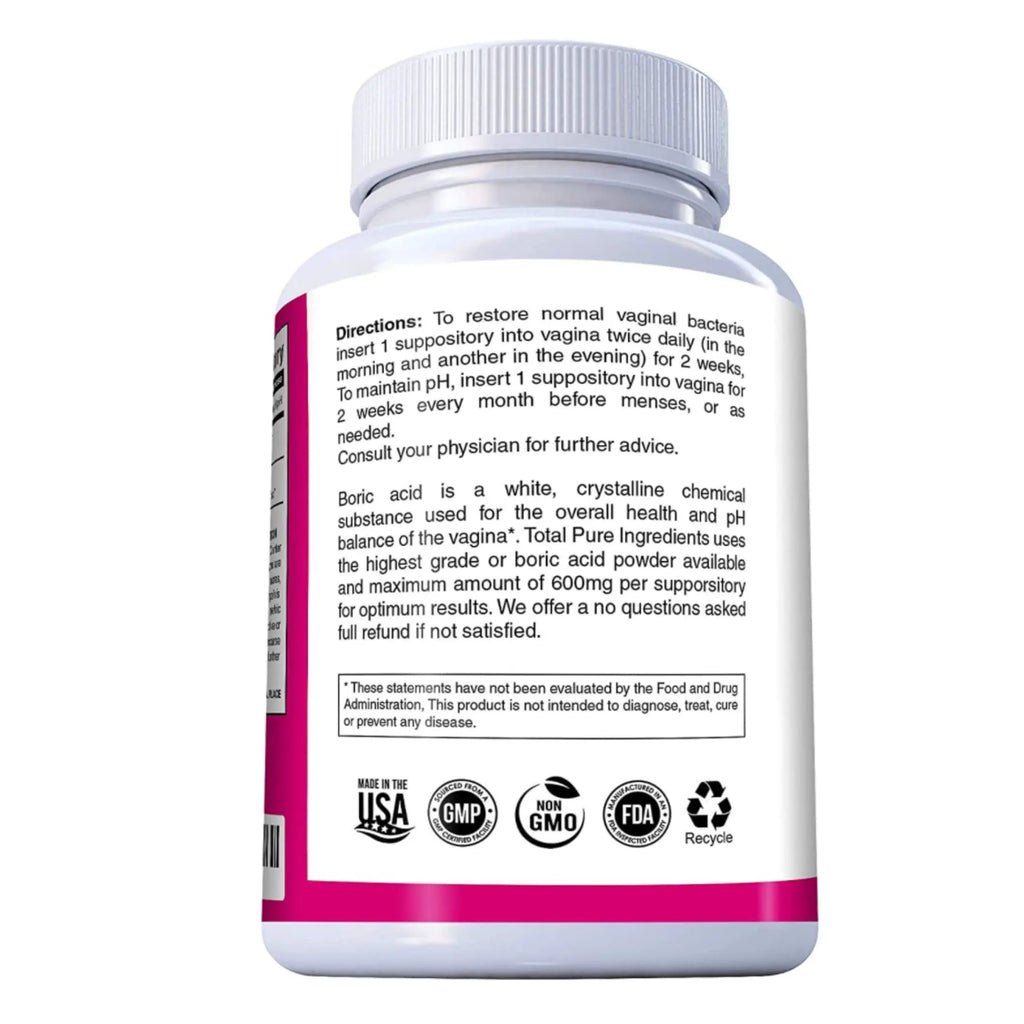 PURE PLANT HOME Boric Acid Suppositories Nature's Harmony 30 Count 600 mg 100% Pure Made in USA N'more Au supplements