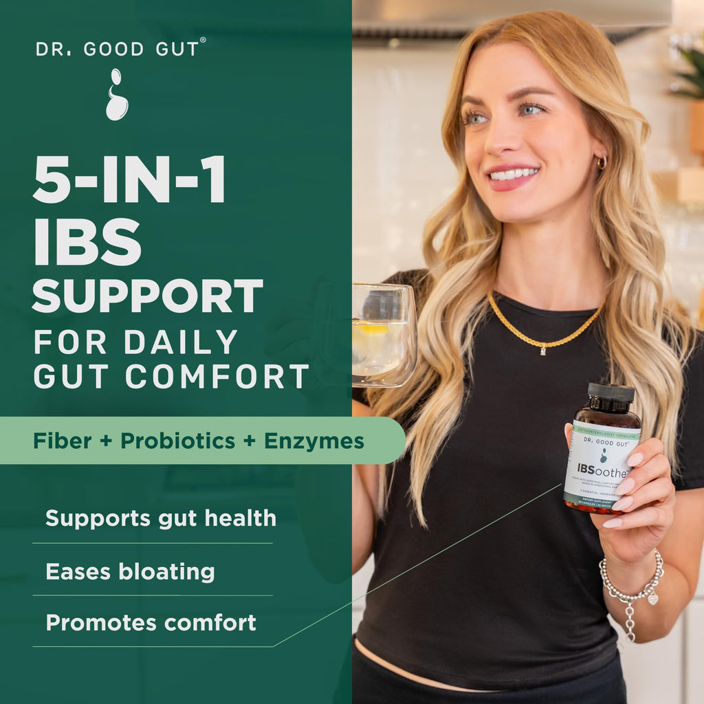 IBSoothe by Dr. Good Gut – Gut Health Supplement for Women & Men with Fiber, Probiotics, Enzymes & Peppermint Oil for Bloating Relief, Digestive Support, IBS Relief & Daily Gut Wellness – 90 Capsules DR. GOODGUT Au supplements