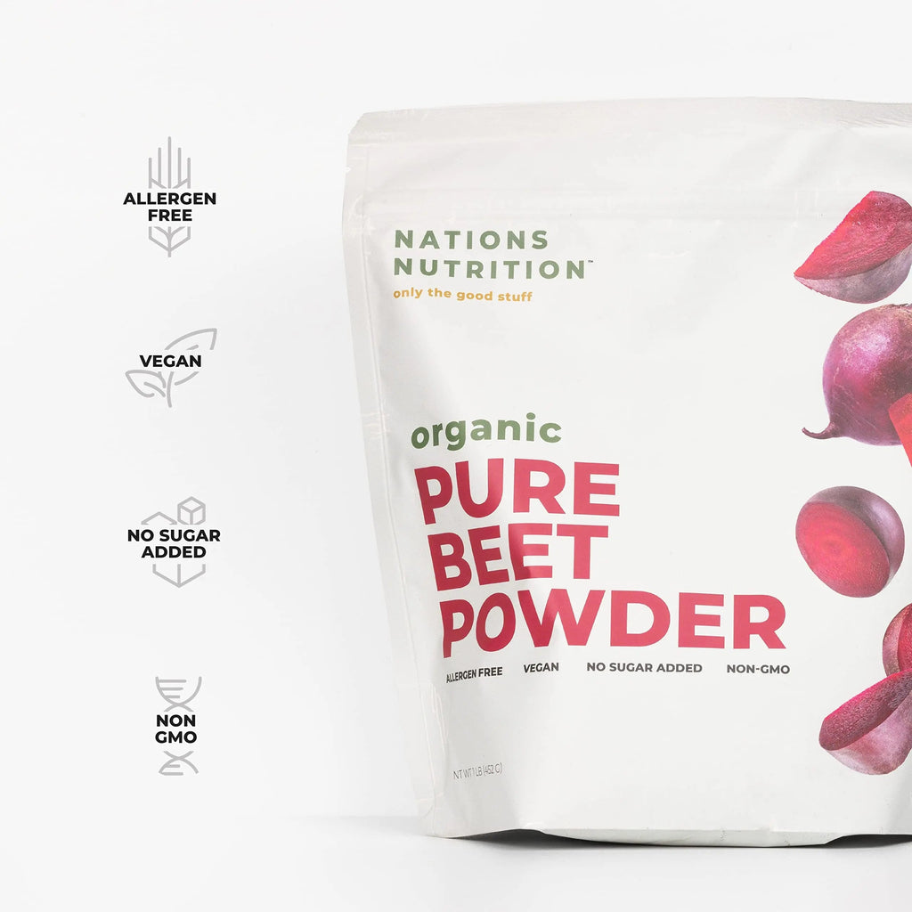 Nations Nutrition Pure Beet Root Powder Organic - Nitric Oxide Circulation Superfood Nations Nutrition Au supplements