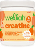 Wellah Creatine for Women - Creatine Monohydrate with Dandelion & Cranberry Extract (50 Servings, Clementine Peach)