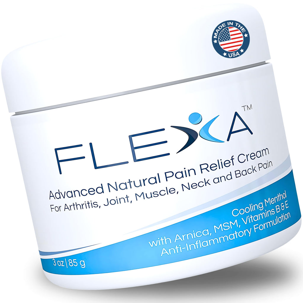 FLEXA Natural Relief Cream - Use on Muscles, Back, Neck, and Joints - with Arnica, Menthol, MSM, Ilex Leaf, and Tea Tree Oil - 3 Oz Jar FLEXA Au supplements