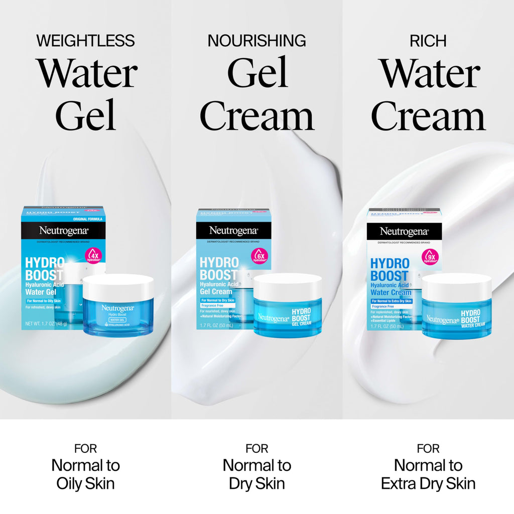 Neutrogena Hydro Boost Water Gel, Hyaluronic Acid Facial Moisturizer for Normal to Oily Skin, Hydrating Face Moisturizer,