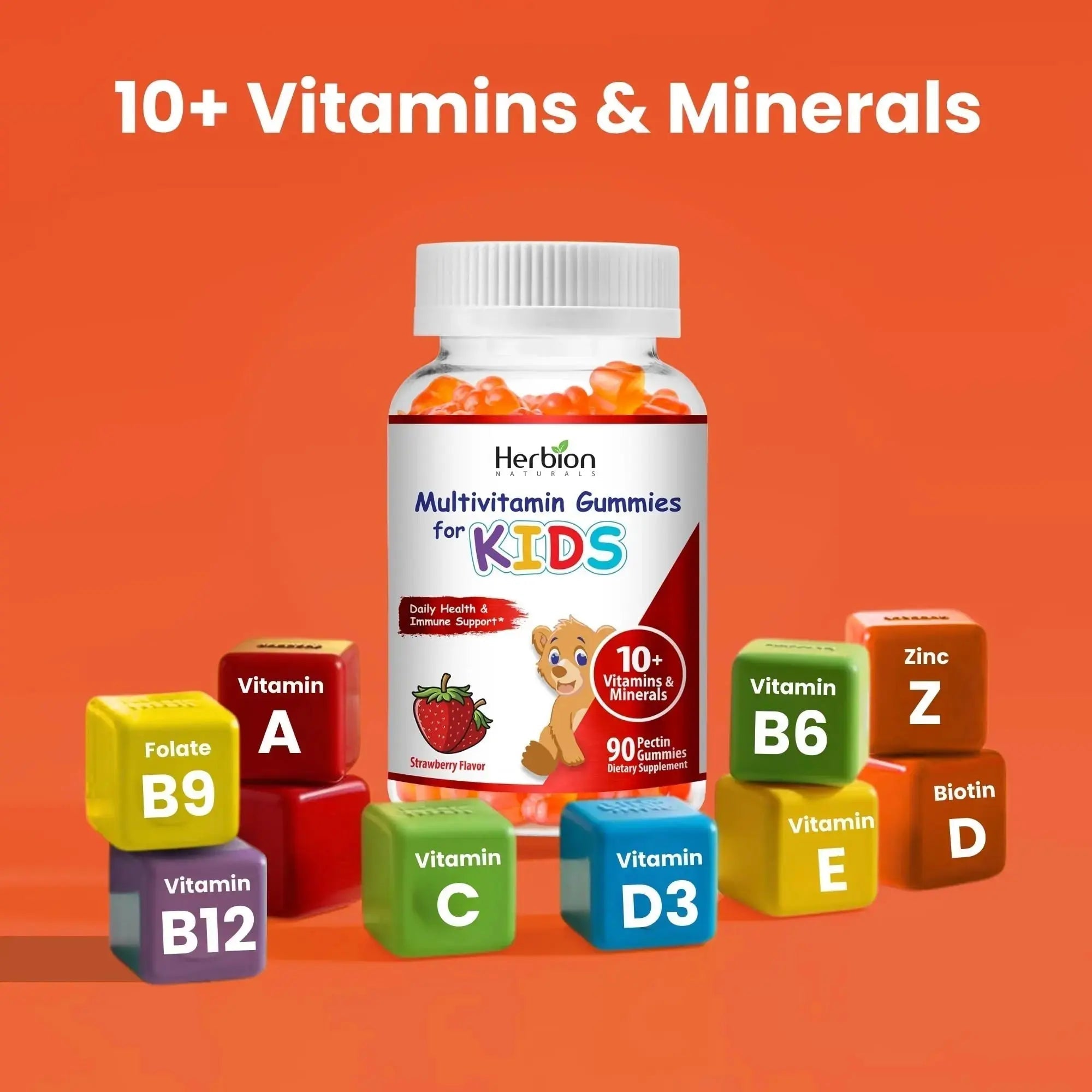 HERBION Naturals Multivitamin Gummies for Kids, Immune Support with Vitamin C, D3, B12, A, E & Zinc, Strawberry Flavor HERBION Au supplements