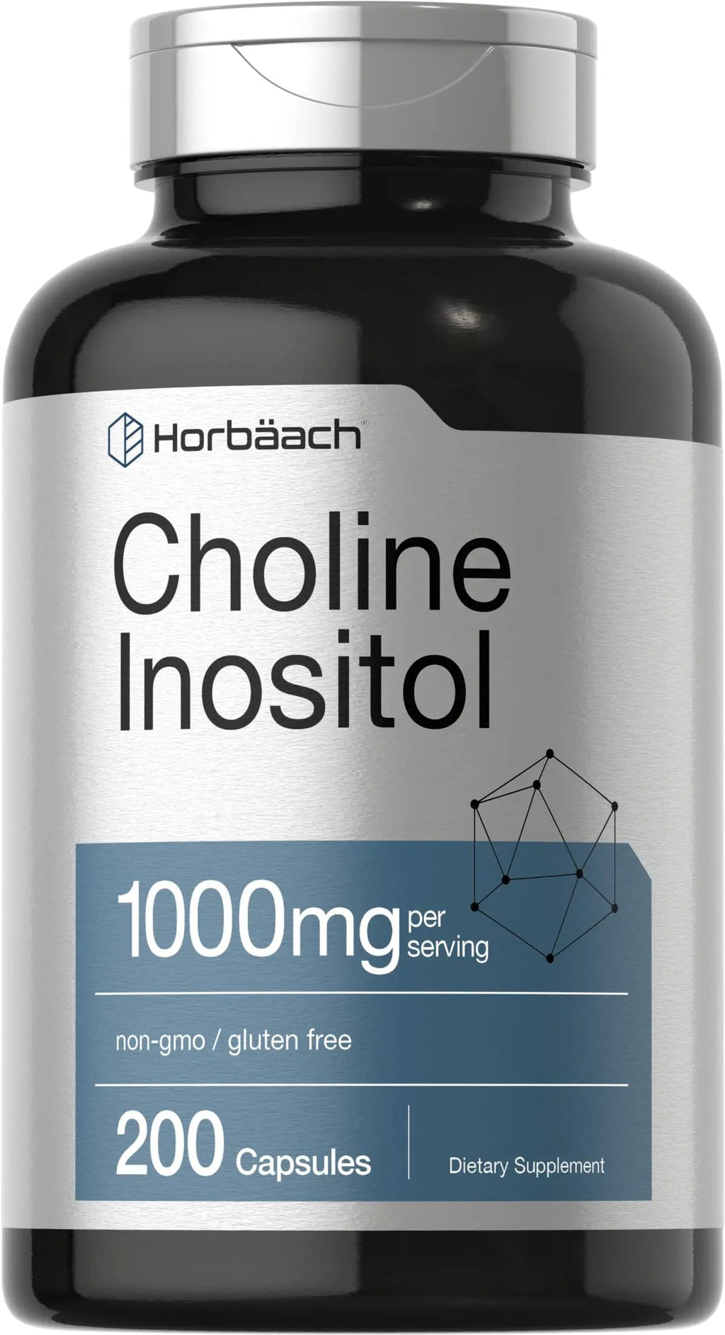 Choline Inositol 1000mg Supplement | 200 Capsules | Non-GMO, Gluten Free | by Horbaach Horbäach Au supplements