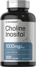 Choline Inositol 1000mg Supplement | 200 Capsules | Non-GMO, Gluten Free | by Horbaach Horbäach Au supplements