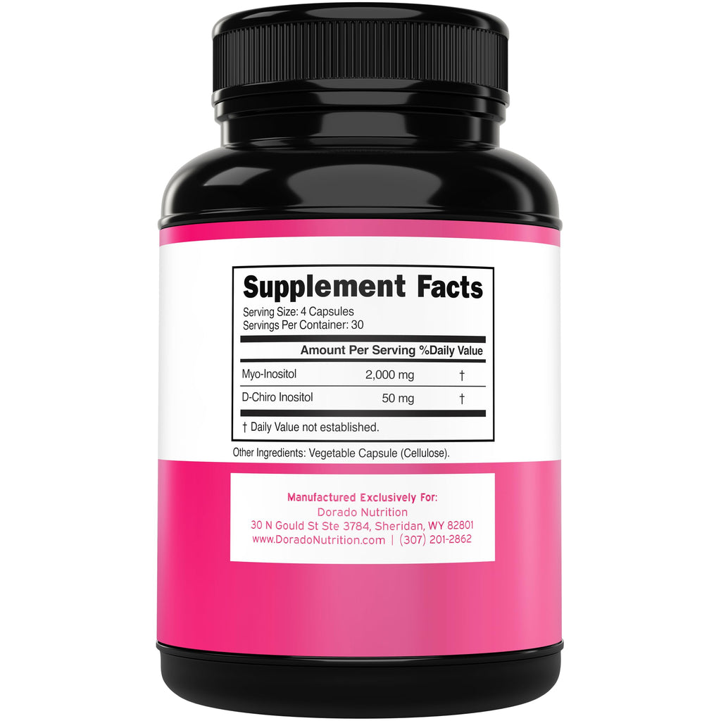 Myo-Inositol & D-Chiro Inositol Supplement For Women (120 Capsules, 2050mg Per Serving Ideal 40:1 Ratio Myo Inositol) Hormone Balance for Women - Third Party Tested
