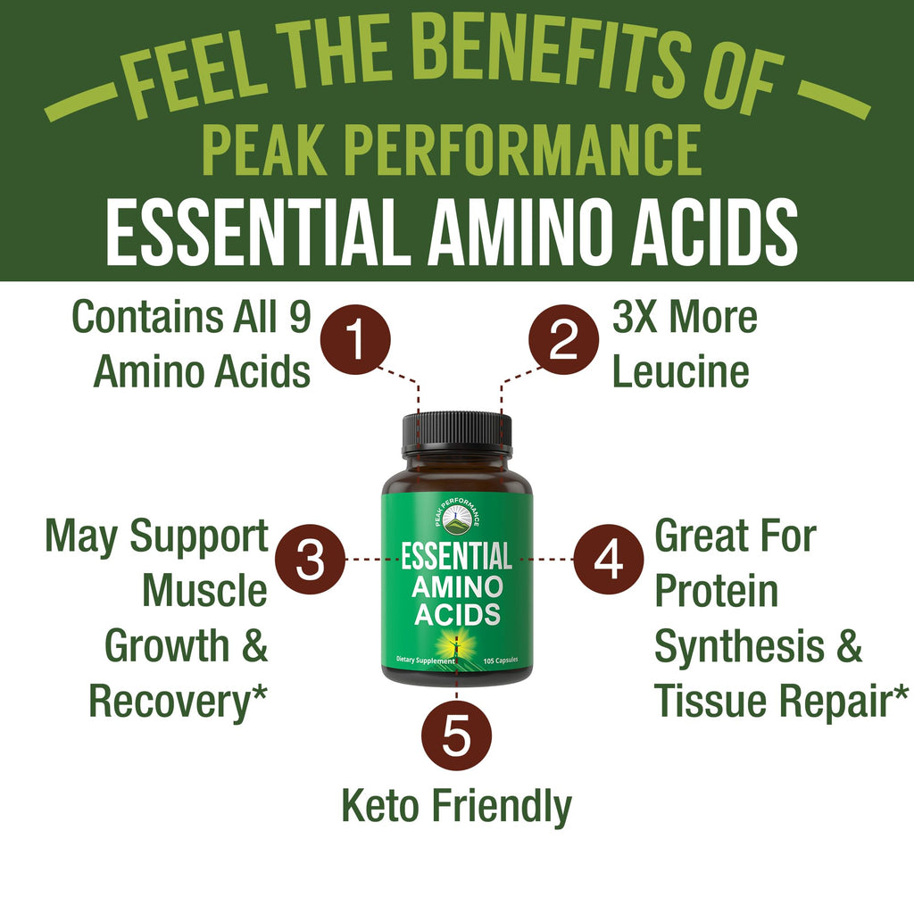 All 9 Essential Amino Acids Supplement. Capsules with 3X More Leucine for Muscle Recovery, Growth. EAA Supplement Better Than BCAA / BCAAS Branched Chain Aminos Acid.