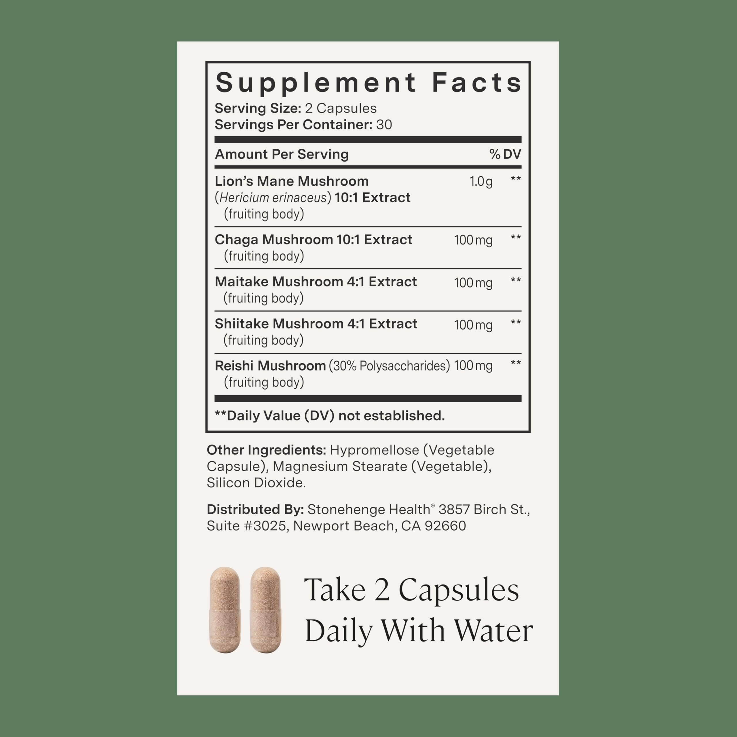 Stonehenge Health Dynamic Mushrooms 1,400 mg – 5 Mushroom Complex (Lion’s Mane, Reishi, Chaga, Maitake, Shiitake) – 100% Fruiting Bodies, Nootropic – Brain, Memory, Focus & Immune Support – 60 Caps Stonehenge Health Au supplements