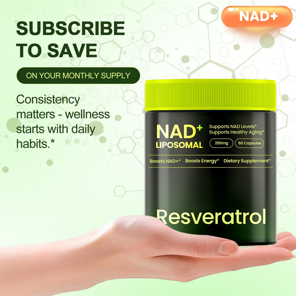 Lyndops NAD Supplement, Liposomal Nicotinamide Riboside Resveratrol 250mg, NMN Alternative, High Purity NAD Supplement for Women & Men, Anti-Aging, Cellular Energy, Mental Focus - 60 Capsules Lyndops Au supplements