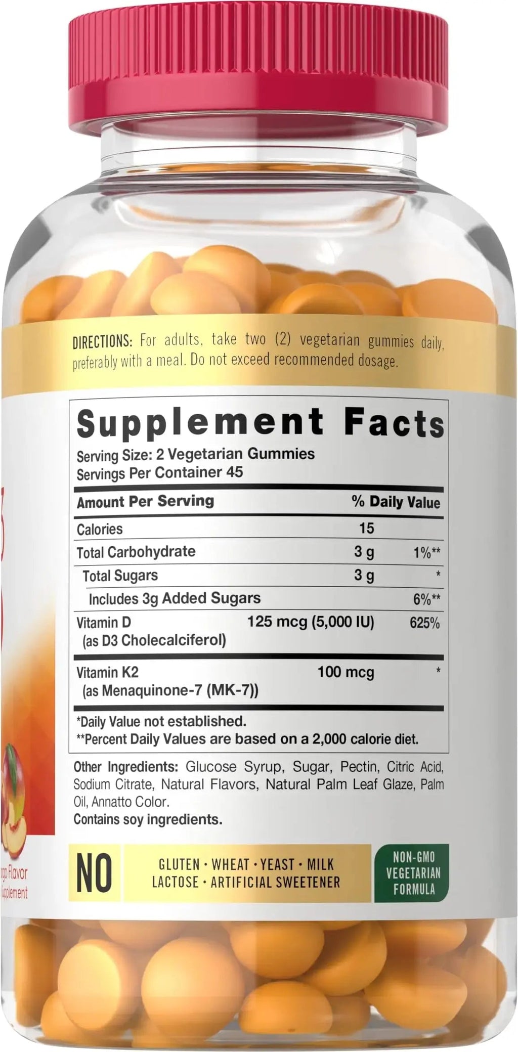 Carlyle Vitamin D3 K2 Gummies | 90 Count | 5,000 IU of D3 + 100 mcg MK7 | Peach Mango Flavor Carlyle Au supplements