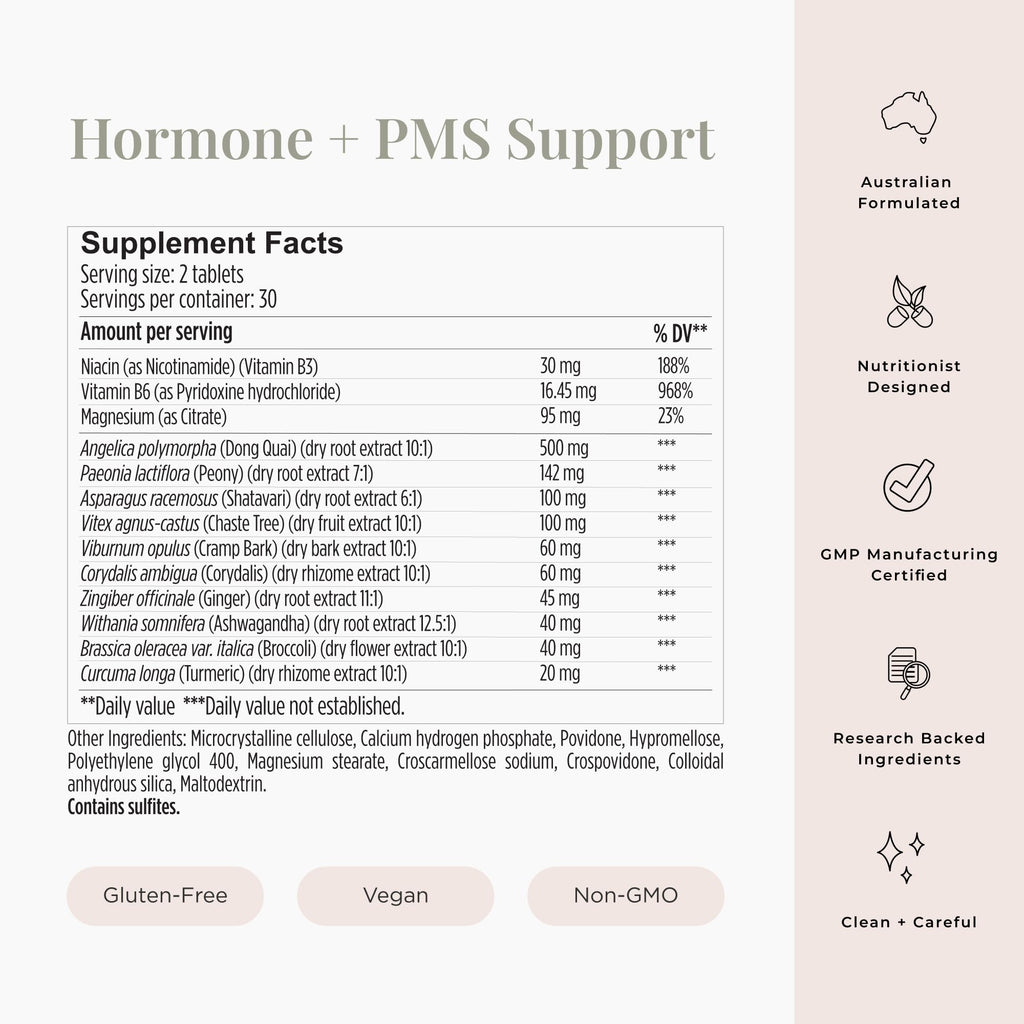 JSHealth Vitamins Hormone Balance for Women and PMS Support Supplement - Premenstrual Symptom Relief with Vitamins B3, B6 & Magnesium (60) JSHealth Au supplements
