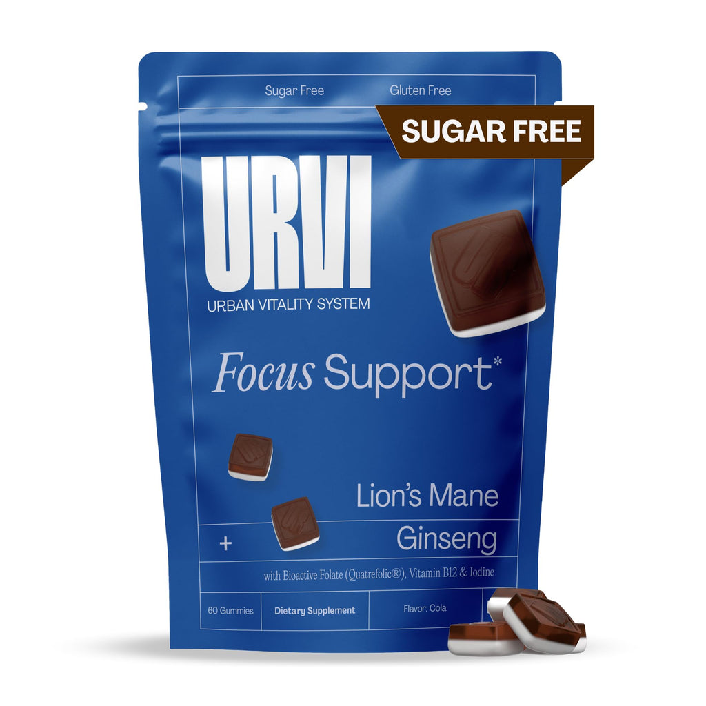 URVI 1500mg Lion's Mane Gummies with Ginseng, Folate 5-MTHF, B12 & Iodine – Focus Nootropic Brain Supplement Boosts Memory, Focus & Energy – Sugar-Free – Cola Flavor – 60 Count URVI Au supplements