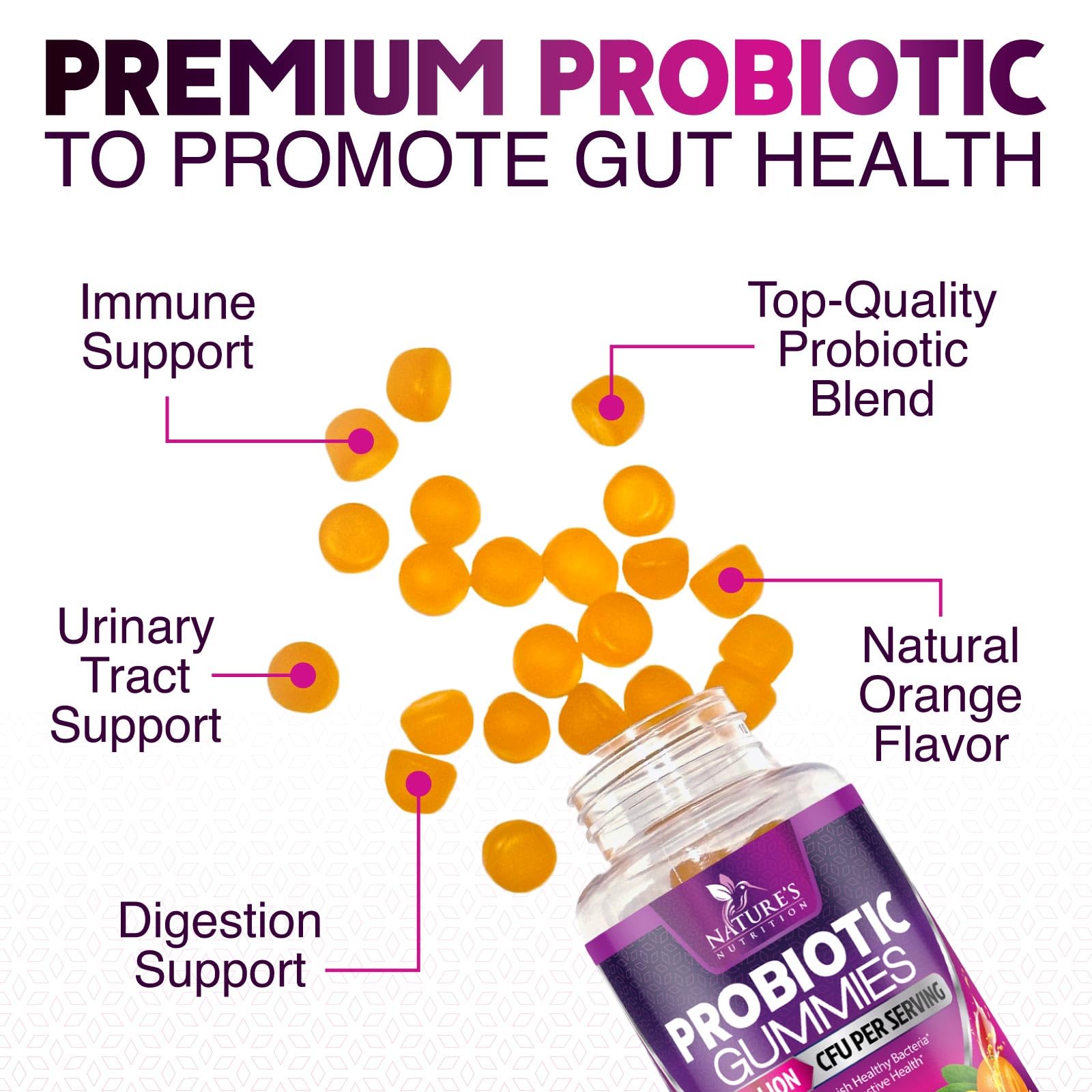 Probiotics for Digestive Health Gummies - 6 Unique Strains for Daily Immune Support & Gut Health, Supports Constipation, Gas & Bloating - Best Probiotic Supplement