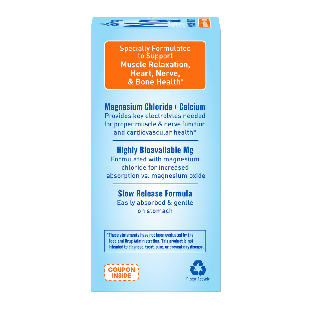 SlowMag Muscle & Heart Magnesium Chloride Supplement with Calcium, 120 Count, Supports Muscle Relaxation, Heart, Nerve & Bone Health, High Absorption Slow-Mag Au supplements