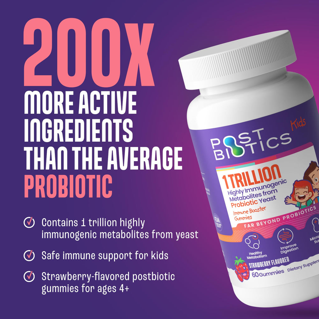 NAVEH PHARMA Postbiotics Kids Strawberry Gummies. Children’s Postbiotics, Ages 4+, 1 Trillion metabolites 200X Ingredients Than Probiotic Or Prebiotic. Gut Health, Immunity, Digestion & Microbiome NAVEH PHARMA Au supplements
