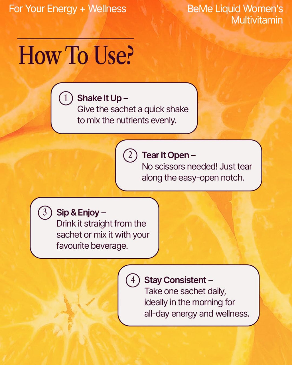 BeMe Liquid Multivitamins for Women - Advanced Liquid Delivery System with 13 Vitamins & Minerals - Tear & Go Sachets, Non-GMO, Orange Flavor (15 Sachets) BeMe Au supplements