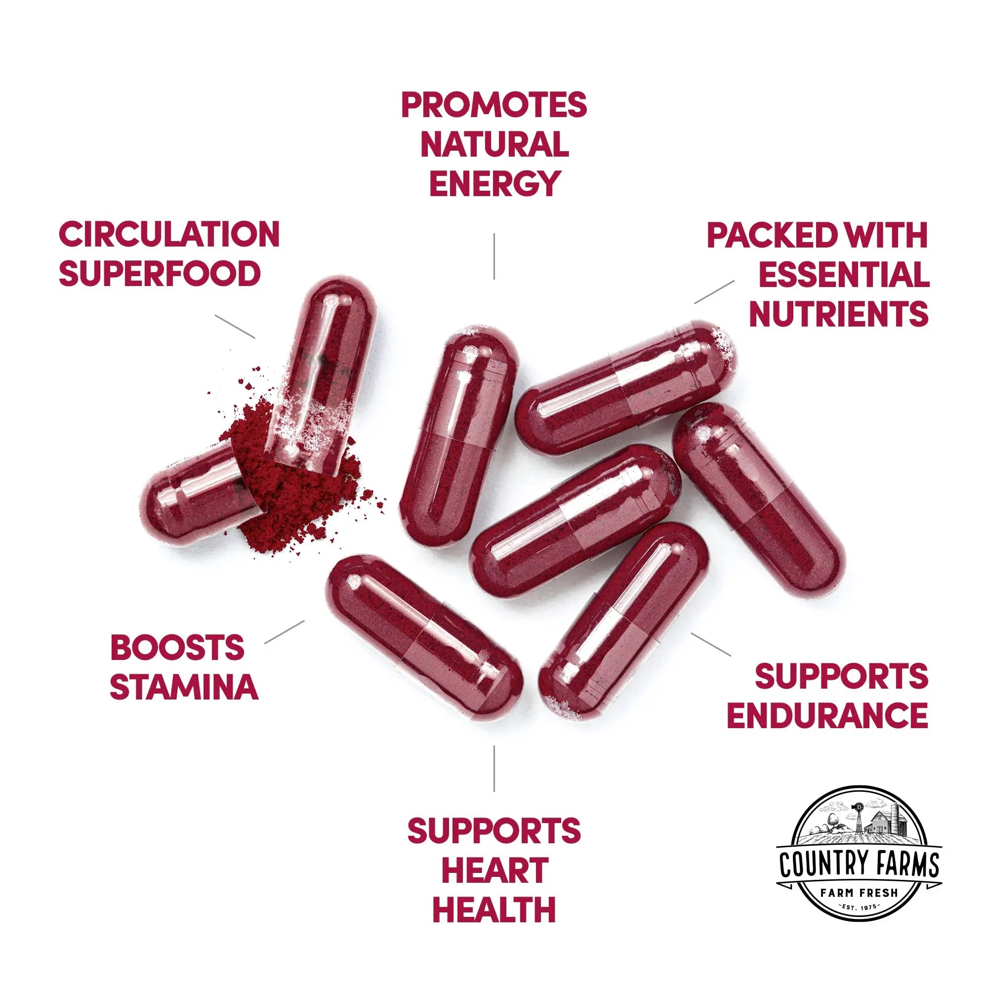 COUNTRY FARMS Bountiful Beets Root Capsules, Wholefood Beet Extract Superfood COUNTRY FARMS Au supplements