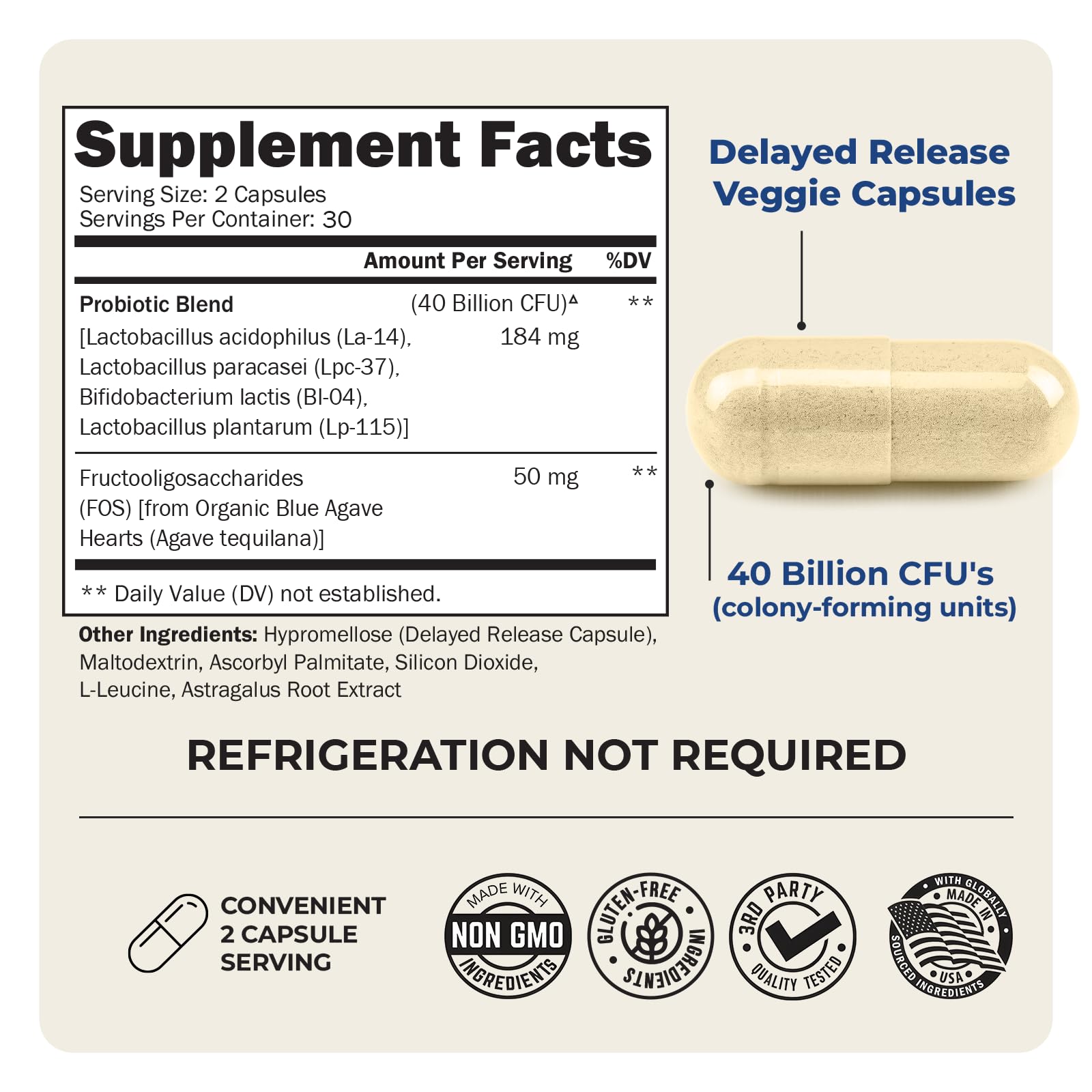 BioSchwartz Daily Probiotic Nutritional Supplement - 40 Billion CFU for Gut Health - Probiotics for Men and Women - Digestive Health with Astragalus