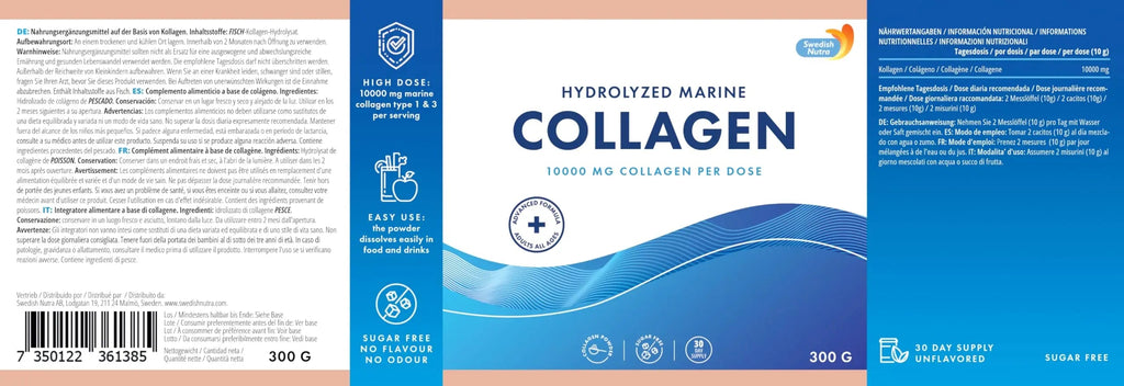 100% Marine Collagen Powder 300g I Pure Hydrolyzed Collagen Powder (Type I & III) Swedish Nutra Au supplements