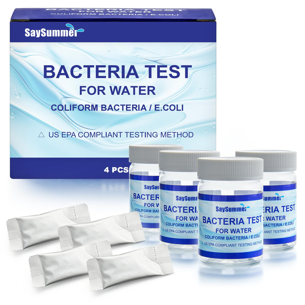 Drinking Water Bacteria Test Kit: 4 Tests Detecting Coliform E coli Bacteria - at Home Well Water Testing Kits for Drinking Water Pool Hot Tub Aquarium and More SaySummer Au supplements