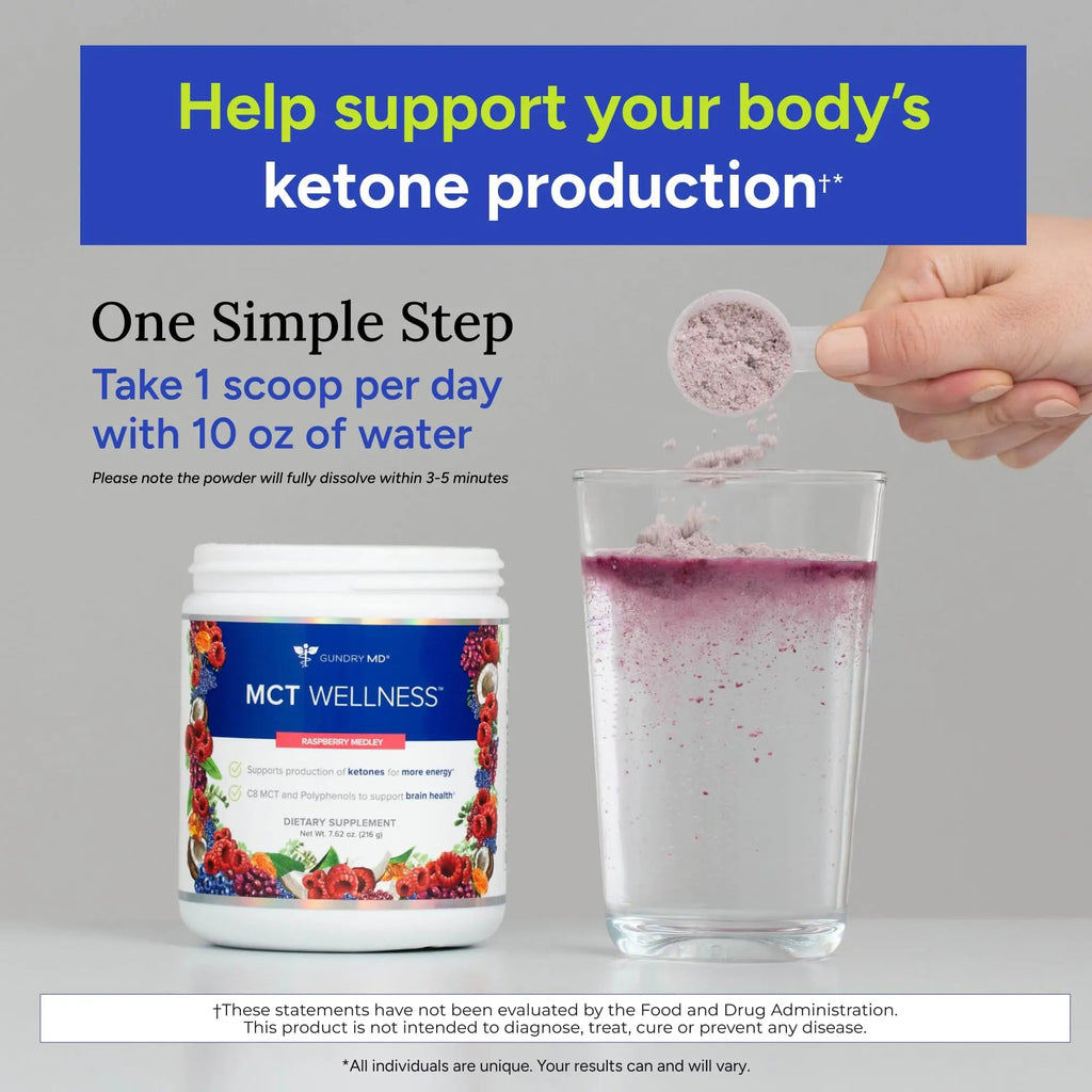 Gundry MD MCT Wellness Powder to Support Energy, Ketone Production and Brain Health, Keto Friendly, Sugar Free (30 Servings) (Raspberry Medley) Gundry MD Au supplements