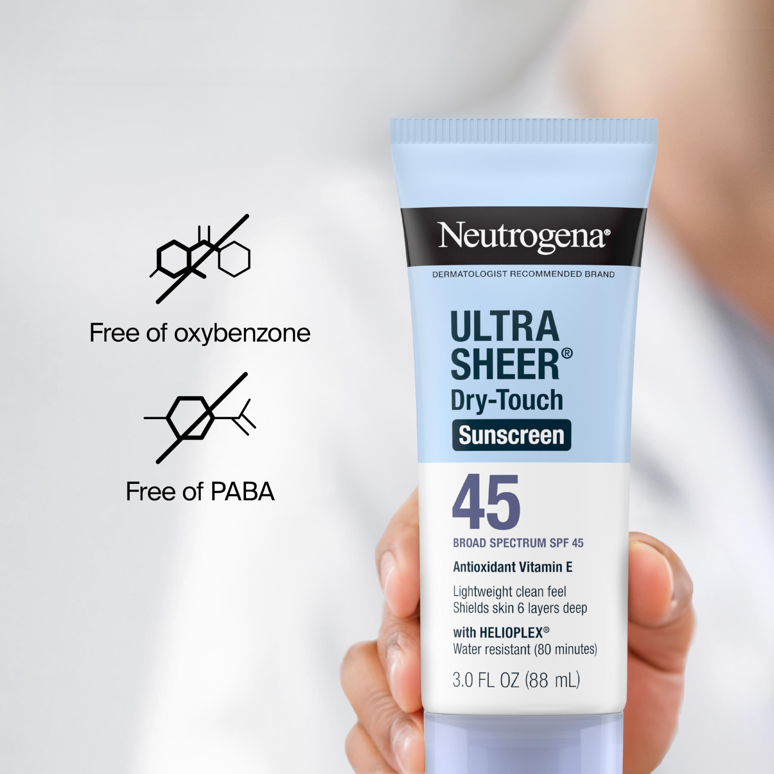 Neutrogena Ultra Sheer Dry-Touch Sunscreen For Face & Body, SPF 45 Broad Spectrum UVA/UVB Protection