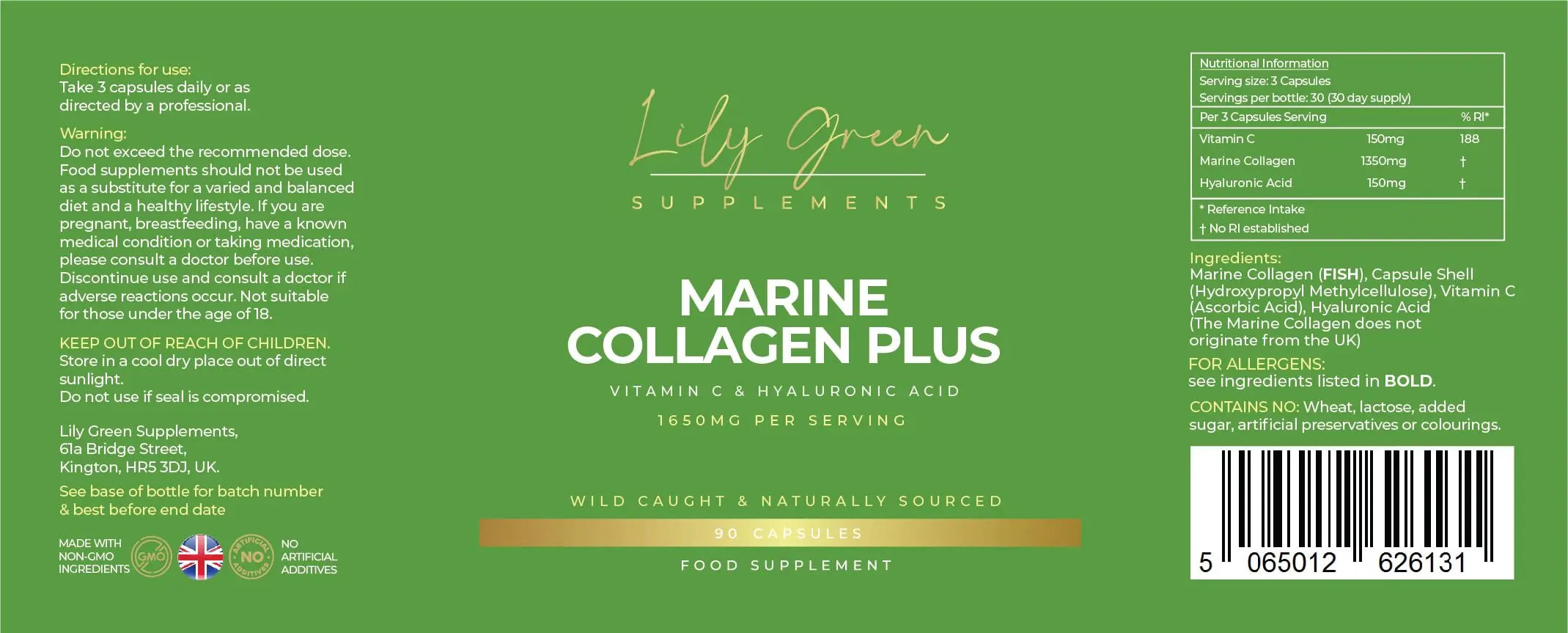 Lily Green | Marine Collagen with Hyaluronic Acid & Vitamin C - 1650mg per Serving Lily Green Supplements Au supplements
