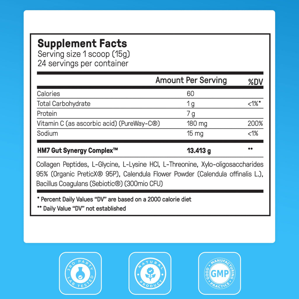 Happy Mammoth Complete Gut Repair Probiotic, Prebiotic, Fiber & Collagen Supplement for Gut Health, Digestion, Healthy Gut Microbiome, Reduces Constipation