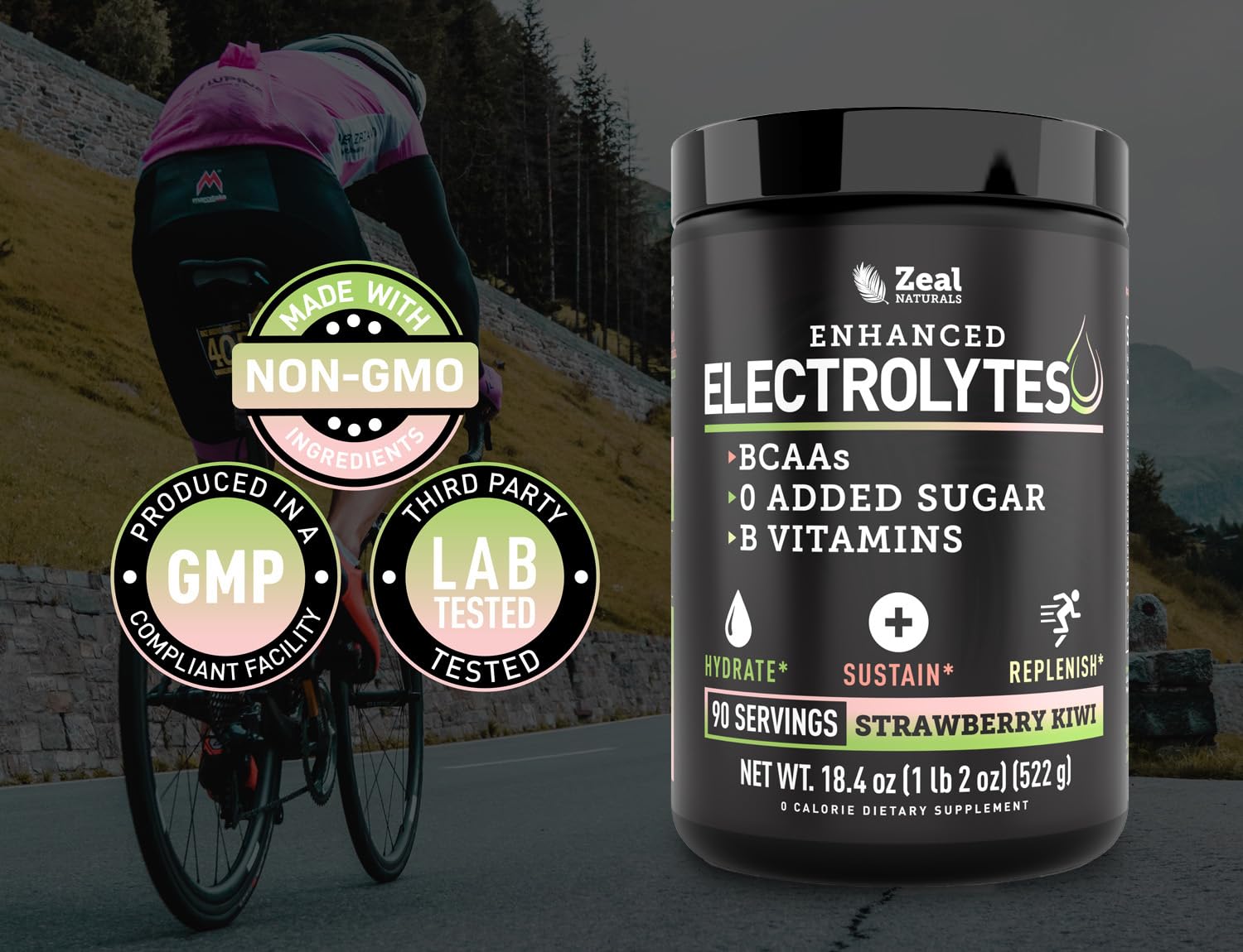 Zeal Electrolyte Powder - 90 Servings | Keto Electrolytes Powder | Zero Sugar, BCAAs, B-Vitamins | Potassium, Zinc, Magnesium