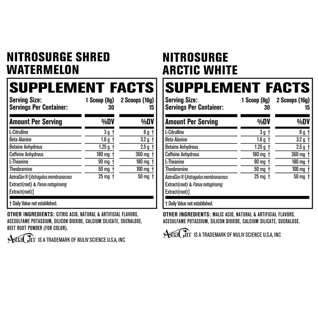 Jacked Factory Nitrosurge Pre-Workout in Arctic White & Watermelon Nitrosurge Shred Jacked Factory Au supplements