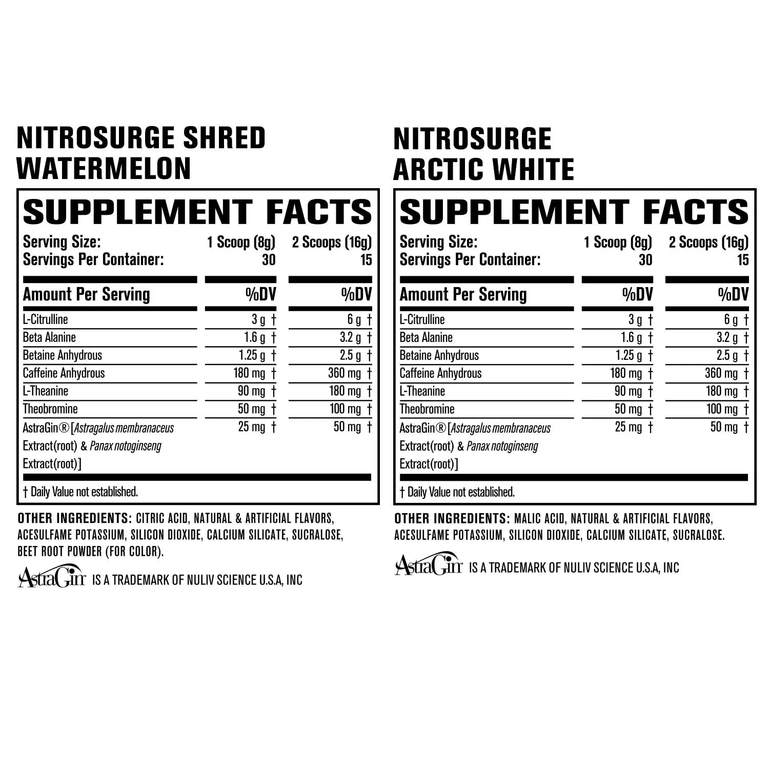 Jacked Factory Nitrosurge Pre-Workout in Arctic White & Watermelon Nitrosurge Shred Jacked Factory Au supplements