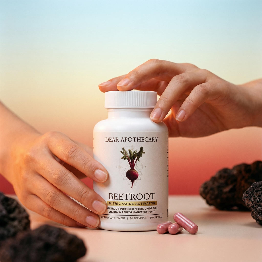 Dear Apothecary Organic Beetroot Capsules | 1300mg Beet Root Powder | Nitric Oxide Precursor | 60 Vegetarian Capsules | Non-GMO, Gluten Free, Vegan