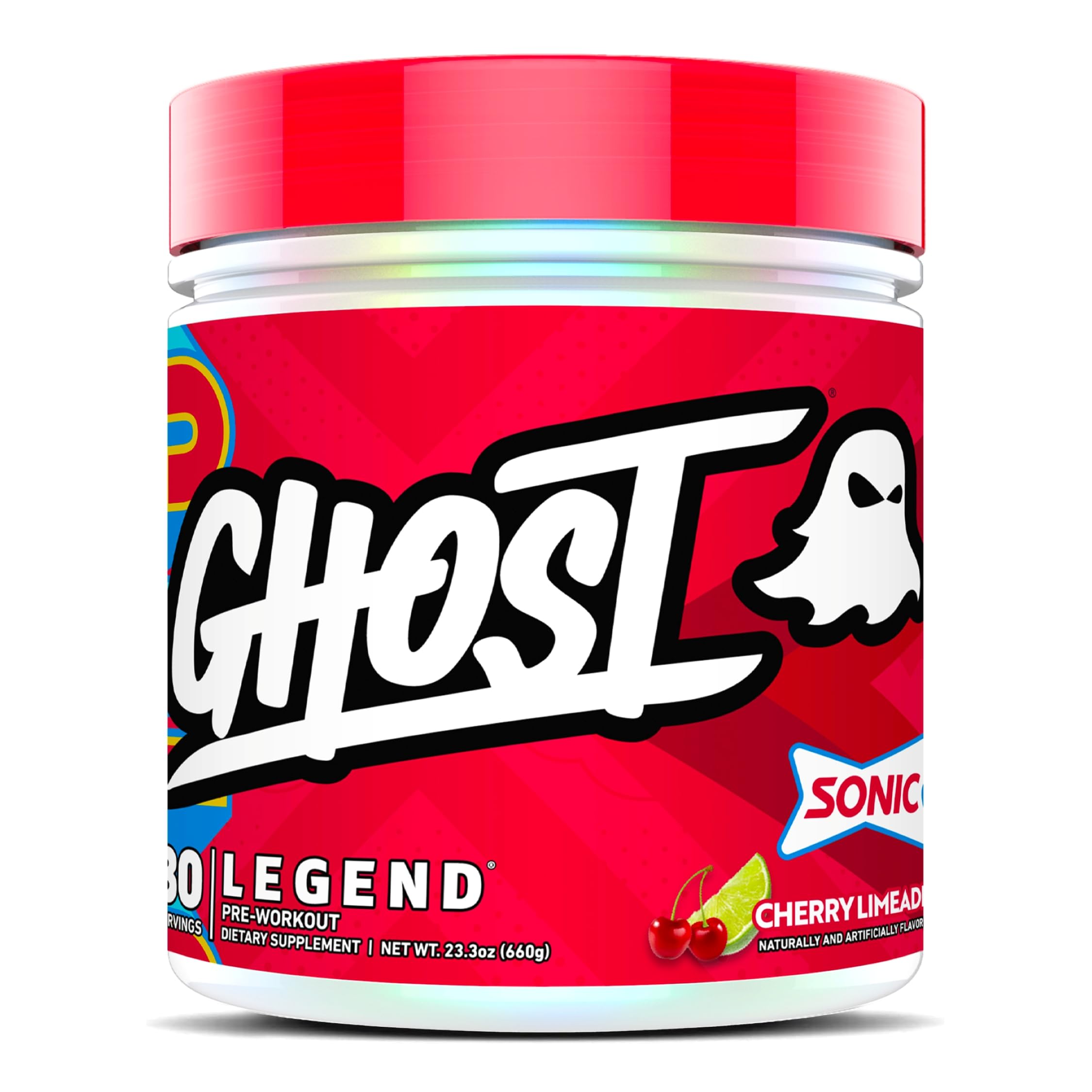 GHOST Legend Pre Workout Powder, Sonic Cherry Limeade - 30 Servings – Pre-Workout for Men & Women with Choline, L-Citrulline,