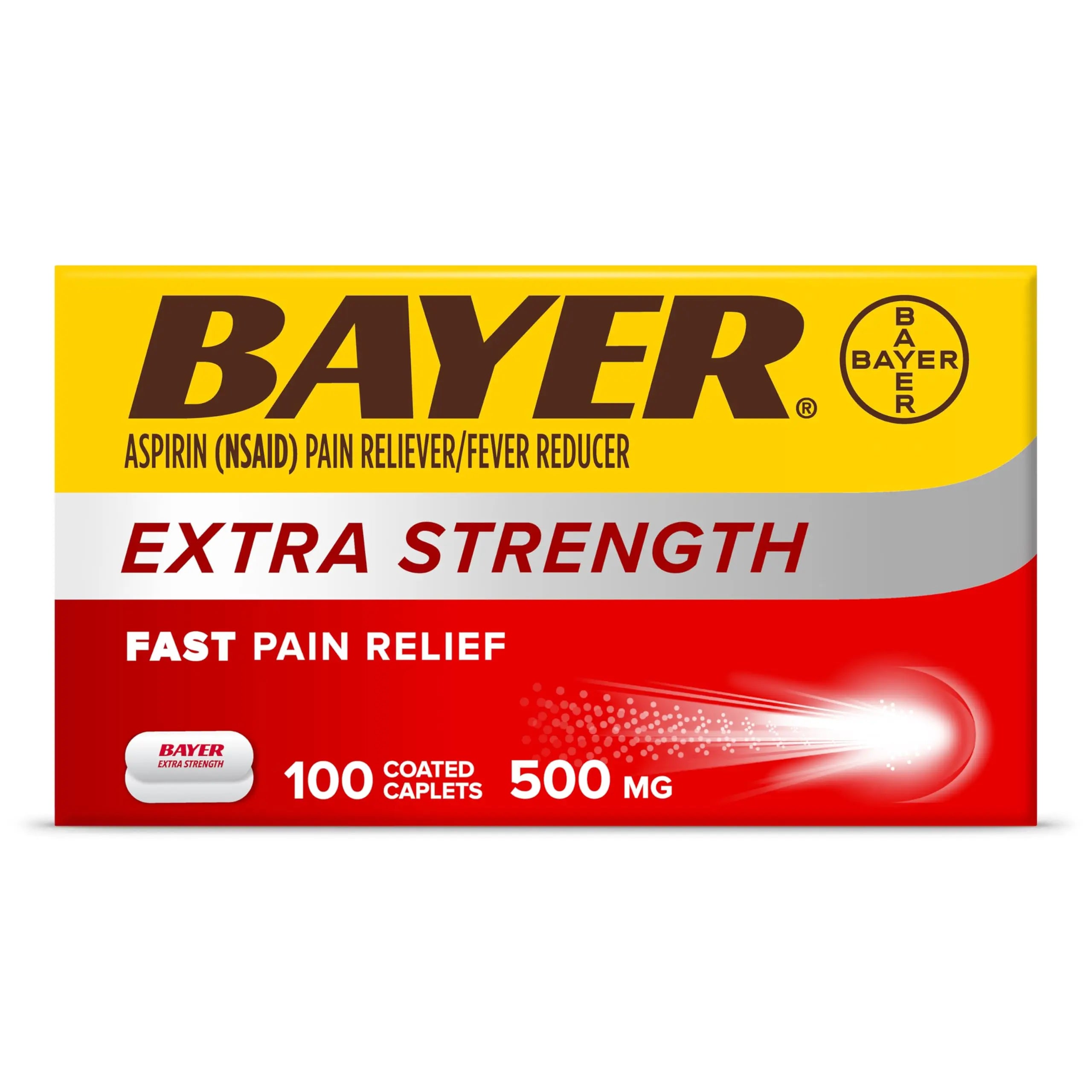 Bayer Aspirin Extra Strength, Aspirin 500mg, Pain Relief Pills, Fever Reducer and Headache Relief for Adults, 100 ct Bayer Au supplements