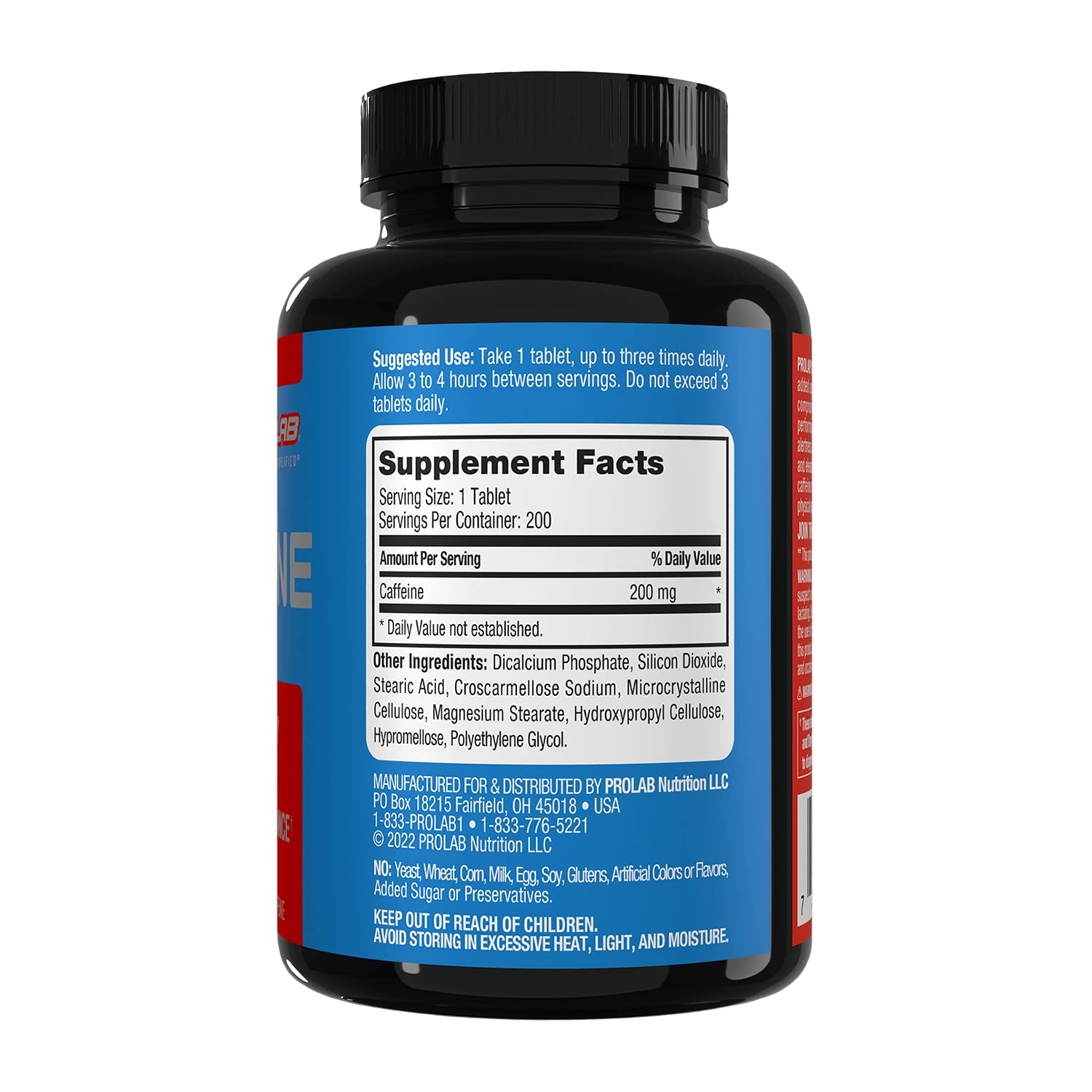 ProLab Caffeine Tablets 200mg - 200ct | Energy Support, Helps Enhance Endurance & Mental Focus, Reduce Fatigue, Pre-Workout, Extra Strength ProLab Au supplements