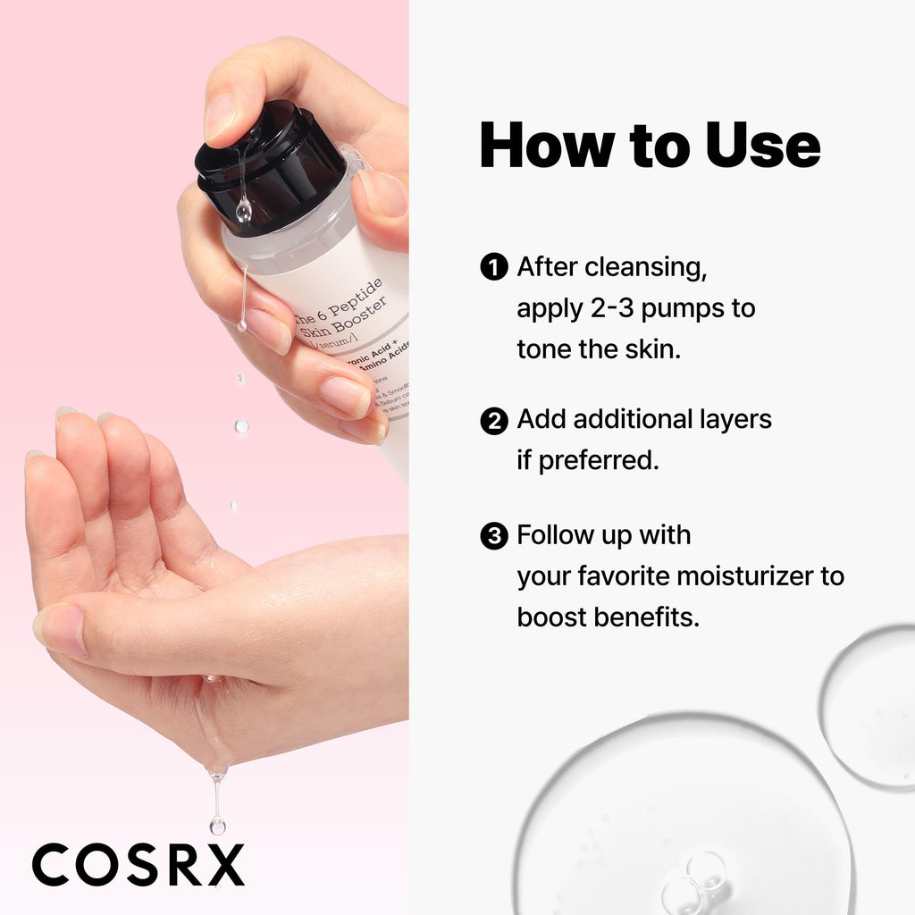 COSRX 6X Peptide Collagen Booster Toner Serum with Copper Peptides, Niacinamide & Hyaluronic Acid Skin Renewal Boosting