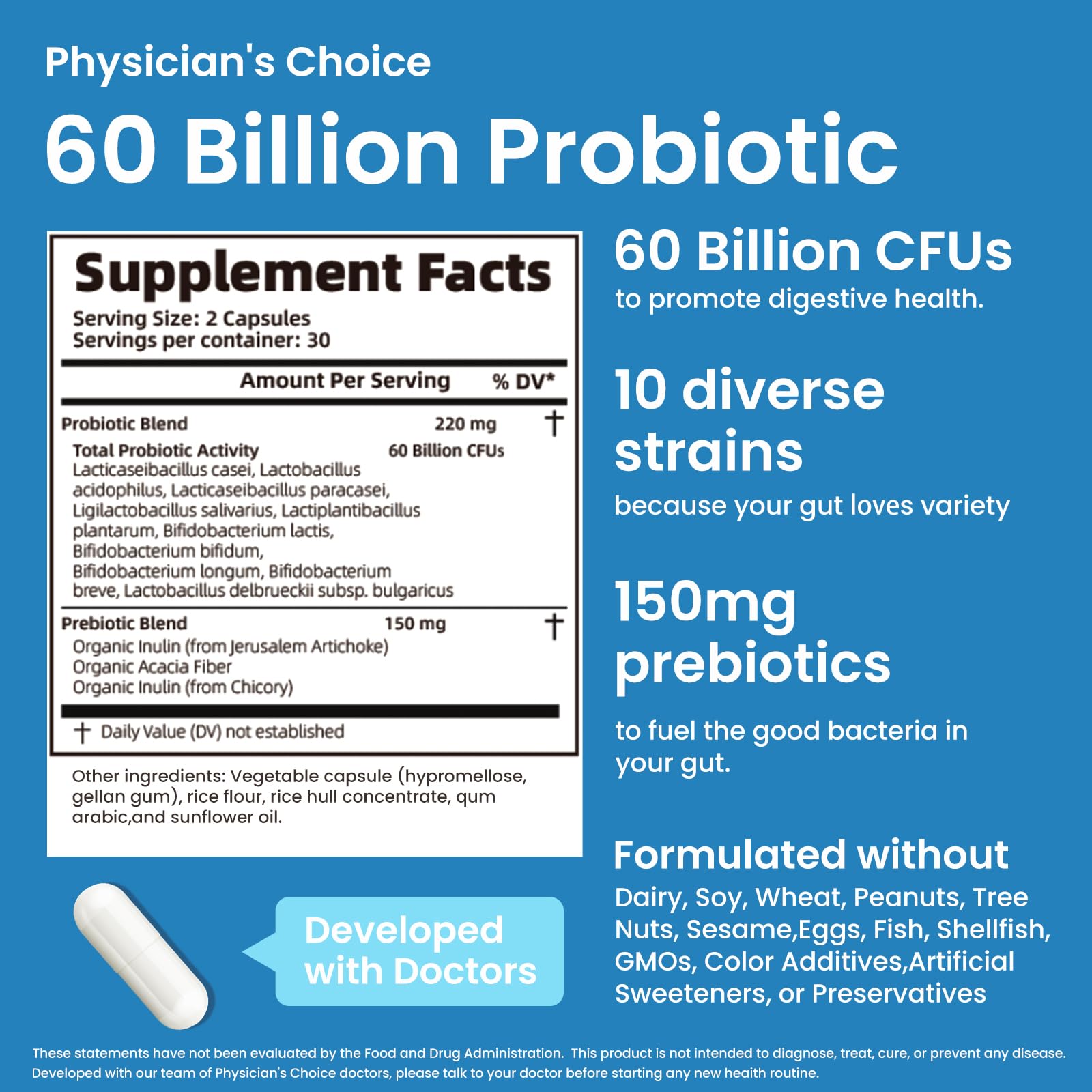 LOUDSAY Probiotics 60 Billion CFU - 10 Strains - Immune, Digestive & Gut Health - Supports Occasional Constipation, Diarrhea, Gas & Bloating - for Women & Men - 60 ct LOUDSAY Au supplements